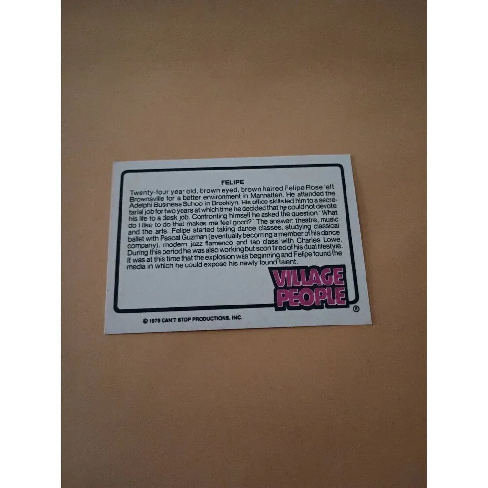 Vintage 1979 Village People Trading Card #28 Disco Era Vintage Music Collectible
